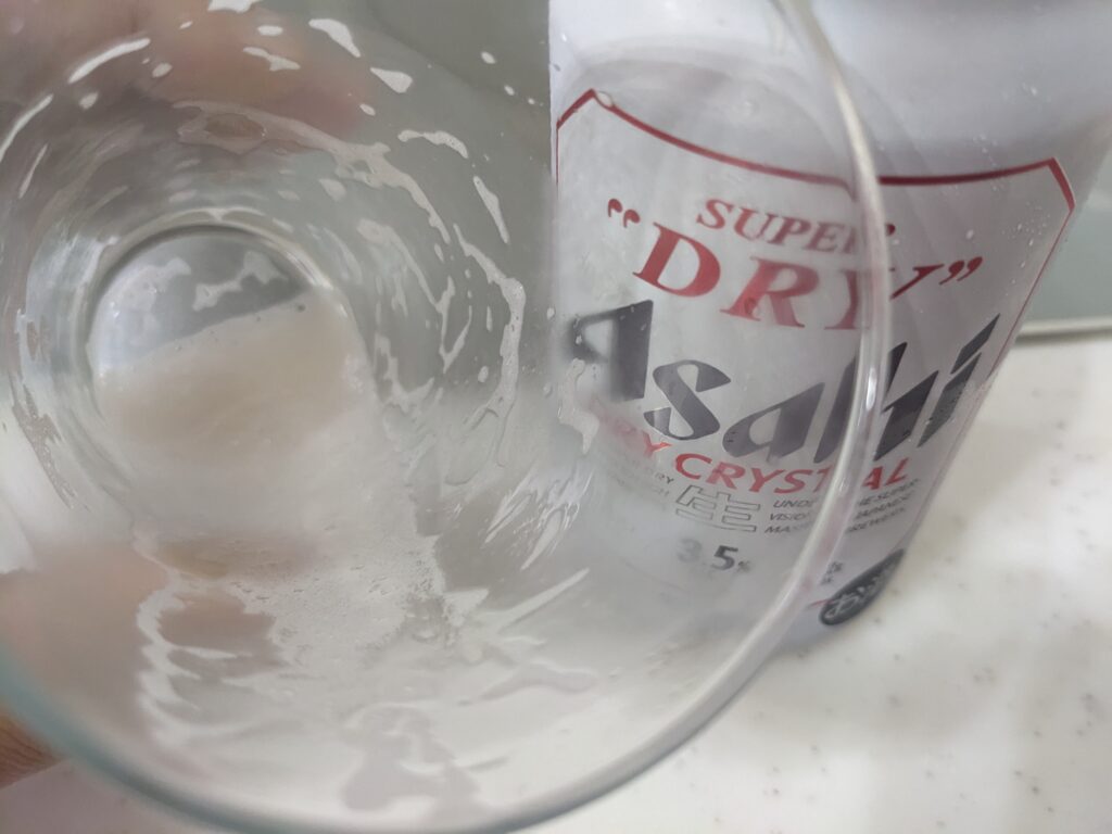 「ドライクリスタル(スーパードライ)」を飲み終えたところ