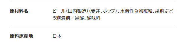 サッポロドラフティの原材料