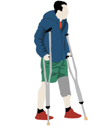 骨折している男性