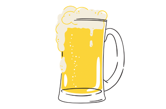泡が溢れている生ビール