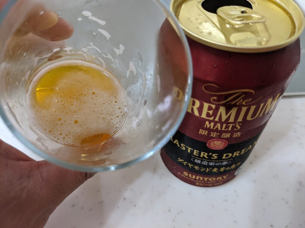 マスターズドリームダイヤモンド麦芽の恵みを7割程飲んだところ