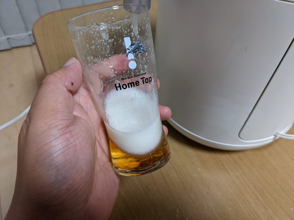 残りわずかの一番搾りプレミアムが入ったグラス