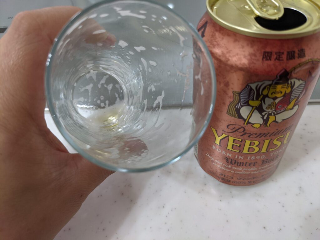 「ヱビスウィンターボック」を飲み終えたところ