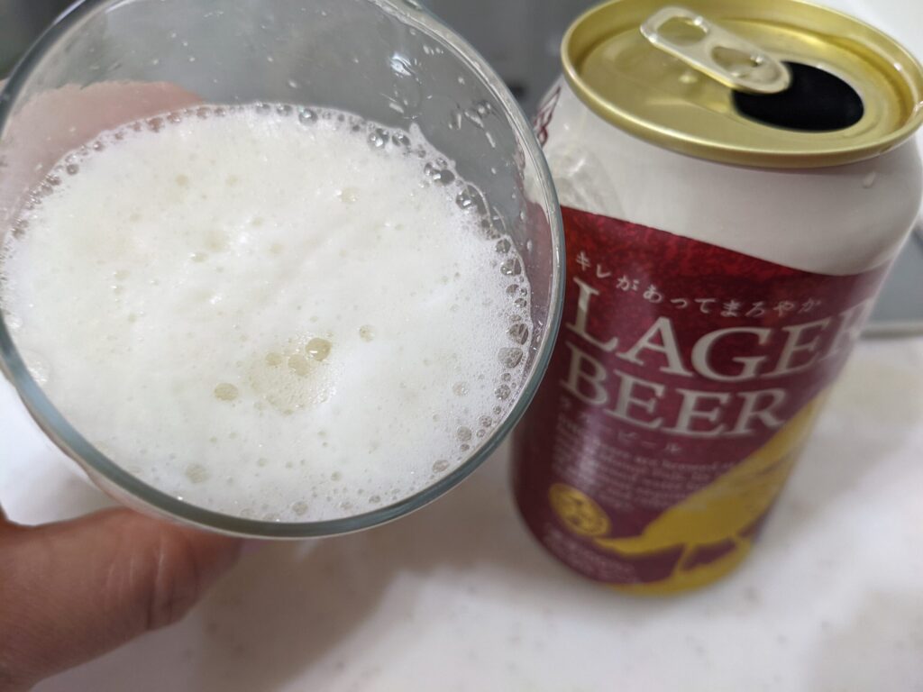 「DHCラガービール」を一口飲んだところ