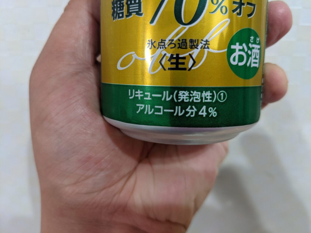 「ジェントオフ」のアルコール度数部分