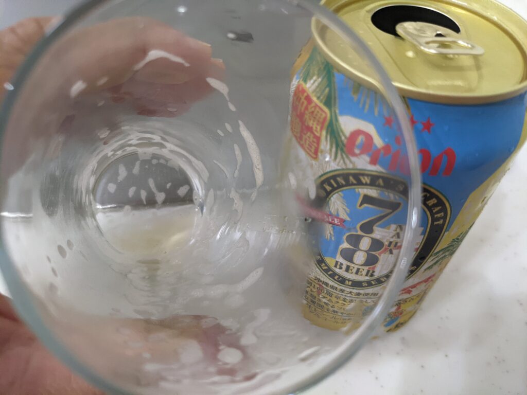 「78ビール（オリオン）」を飲み終えたところ