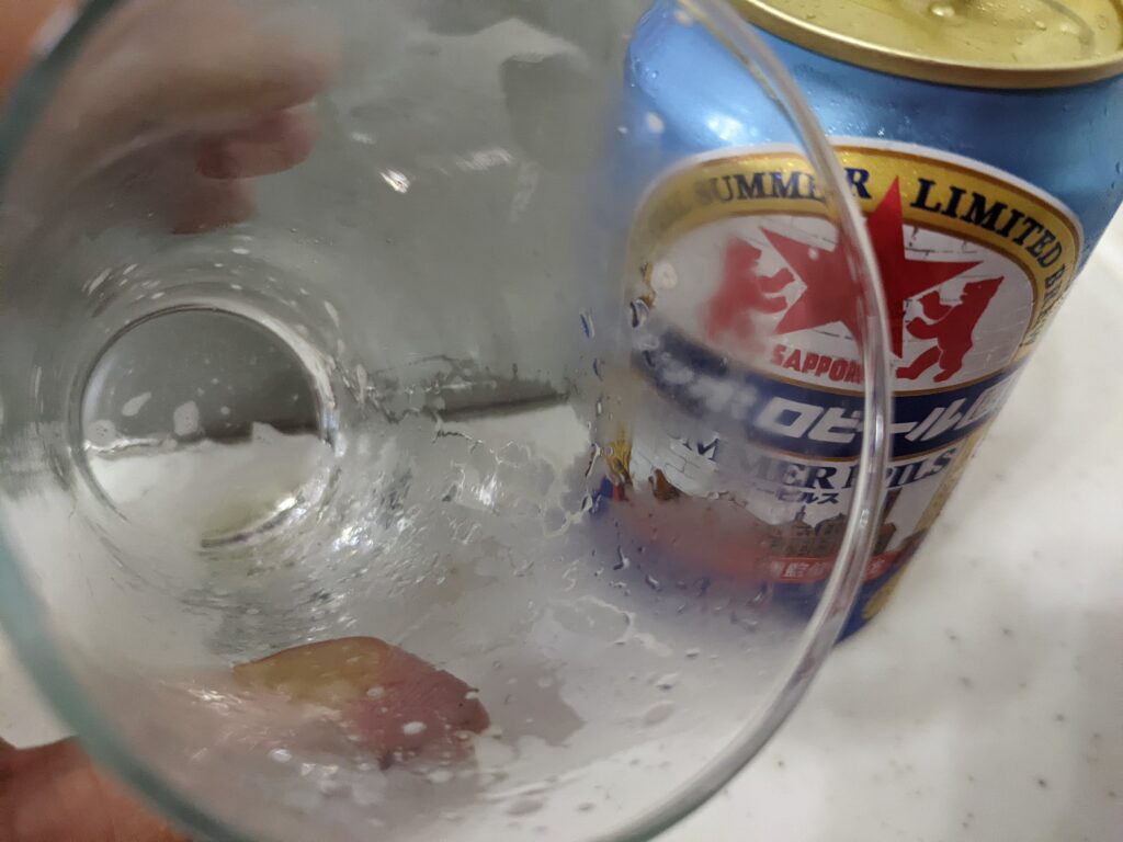 「サマーピルス（サッポロビール園）」を飲み終えたグラス