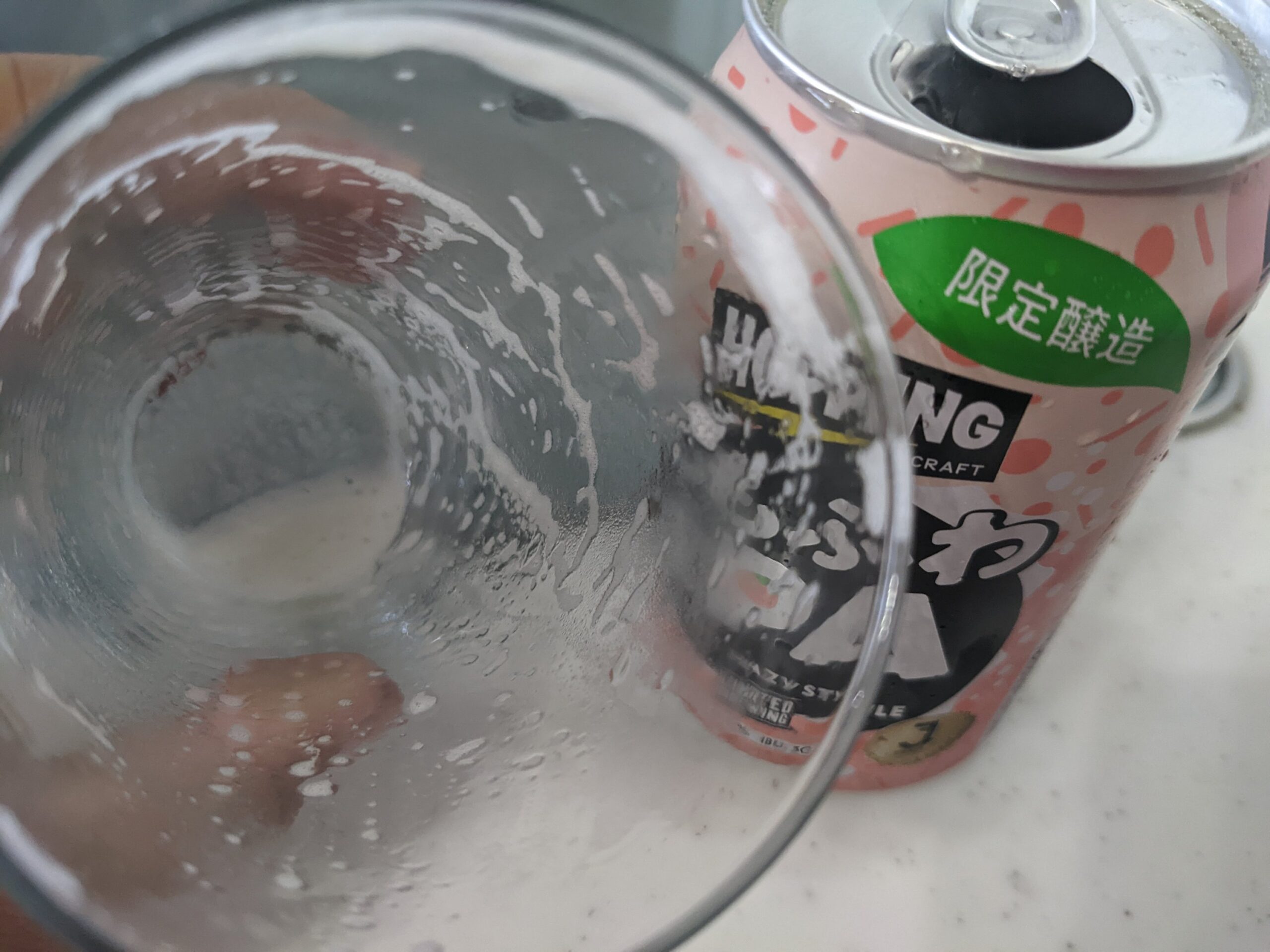 「ももふわIPA（J-CRAFT HOPPING）」を飲み終えたところ