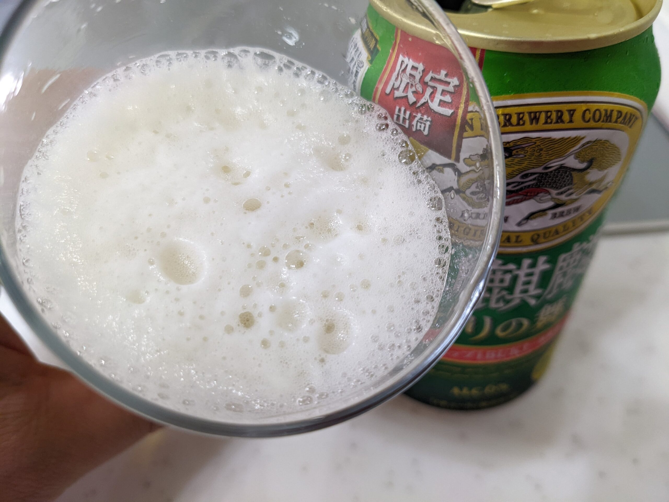 「本麒麟香りの舞 」を一口飲んだところ
