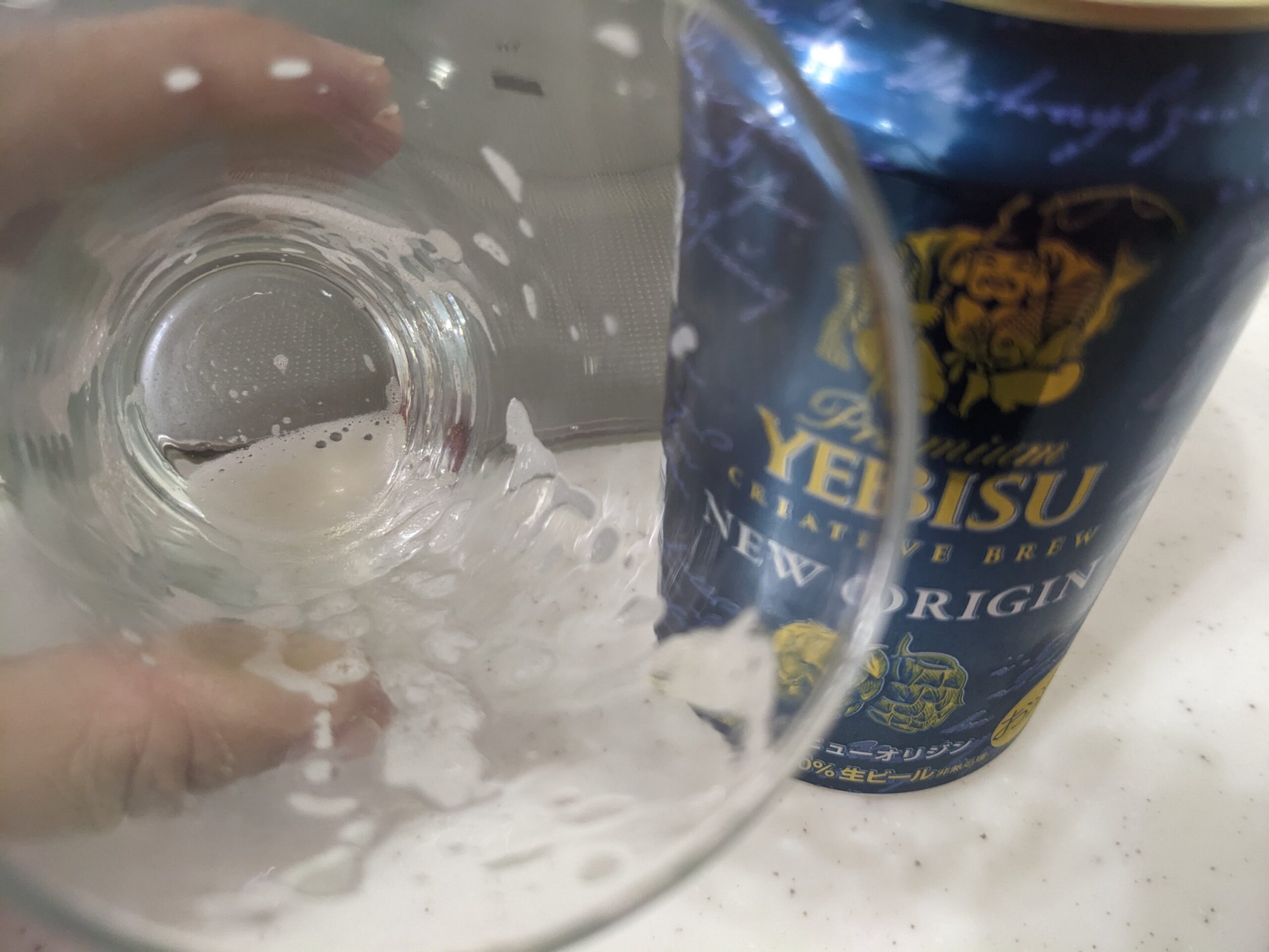 「ヱビスニューオリジン」を飲み終えたところ