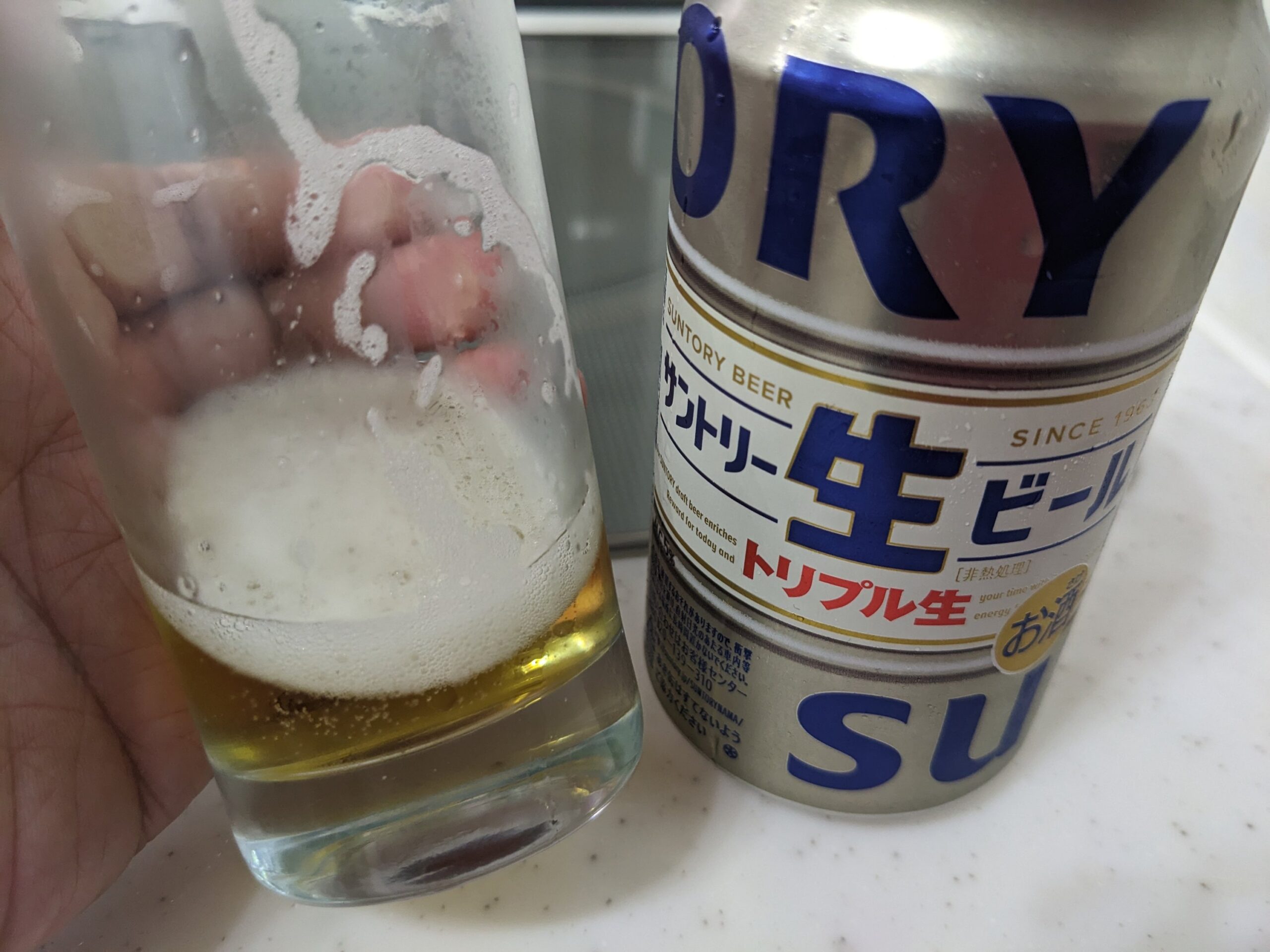 残り1割ほどのグラスに残った「サントリー生ビールトリプル生」