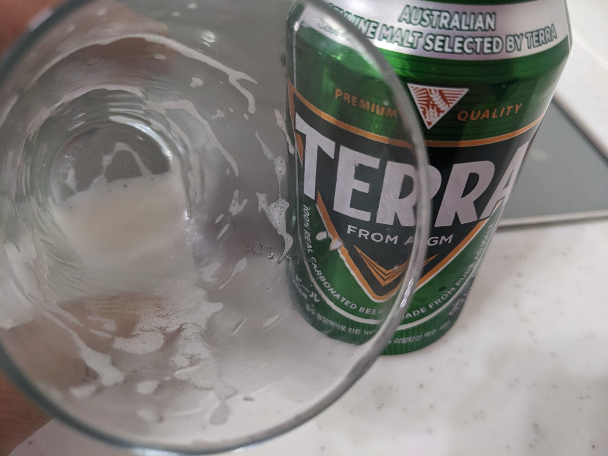 「TERRA(テラ)ビール」を飲み終えたところ